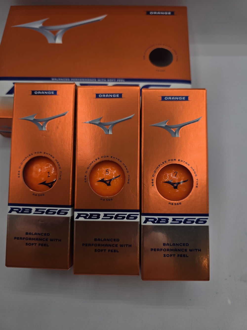 Mizuno RB566 Golf Balls -1,5 &7. Orange Mixed Lot Of 9 Balls.